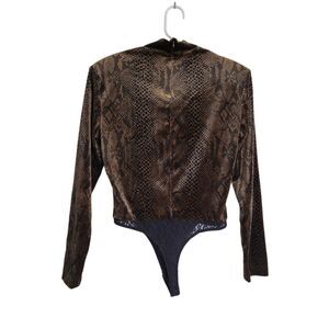 Cache' Animal Print Velvet Body‎ Suit Womens Size Med